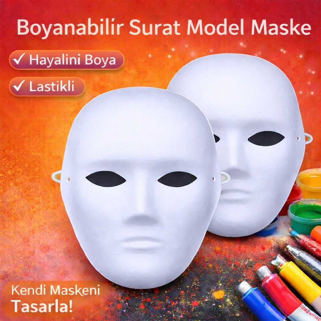 Boyanabilir Surat Model Maske – Lastikli | Kendin Tasarla (5430)