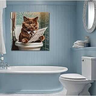 GAAGART Tekli Kare Kavas Bayo Tablosu Gazete Okuya Kravatlı British Kedi 40 x 40 gartM8408