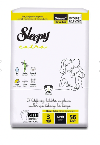 Sleepy Extra Günlük Aktivite Ekonomik Paket Bebek Bezi 3 Numara Midi 56 Adet