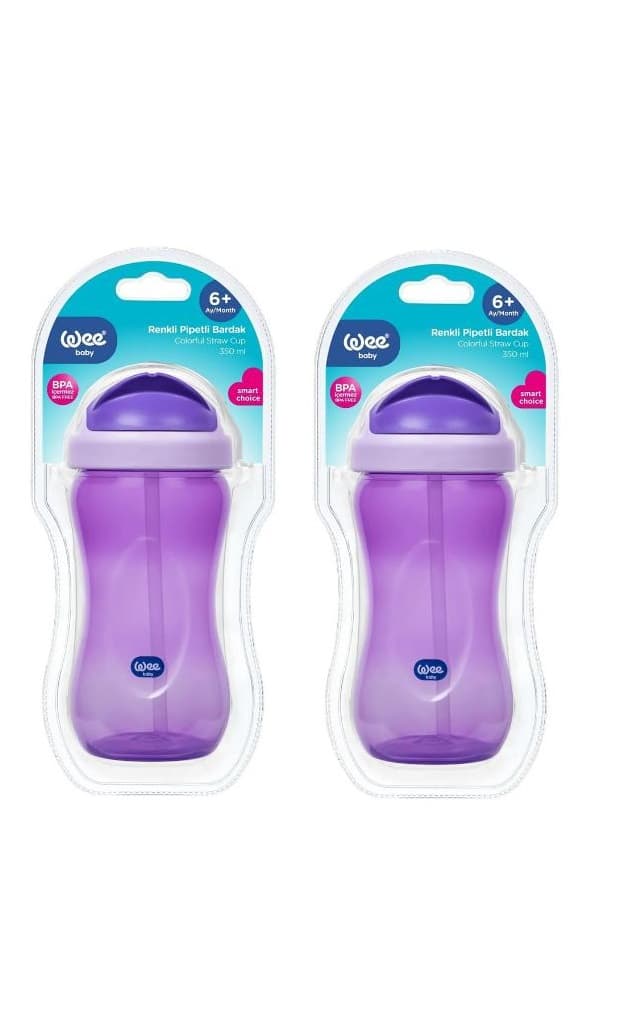 Wee Baby Renkli Pipetli Bardak 350ml 6+Ay Mor x 2 Adet