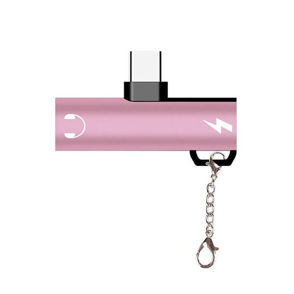 Anahtarlık Usb Type C 3.5mm Kulaklık Ve Şarj Dönüştürücü Başlık Adaptör-(5775)