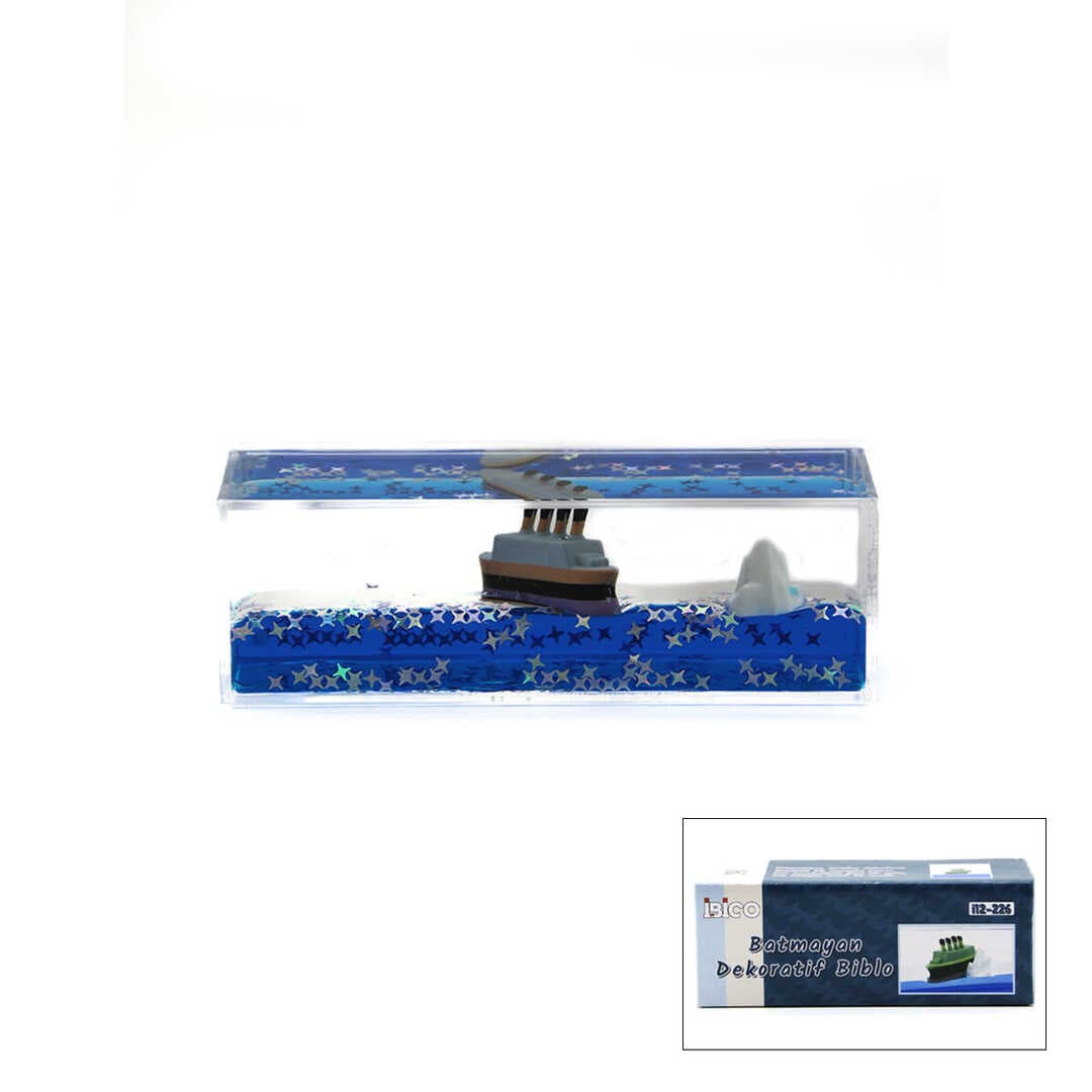 MAVİ SU GEMİ - ADA D.GEN MİKA YÜZEN BATMAYAN DEKORATİF BİBLO AKVARYUM 4.5X13X4.2CM (5430)