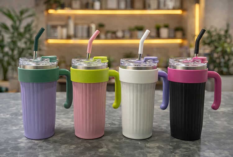 Isı Muhafazalı Kulplu Ve Pipetli Çelik Termos Kupa Bardak