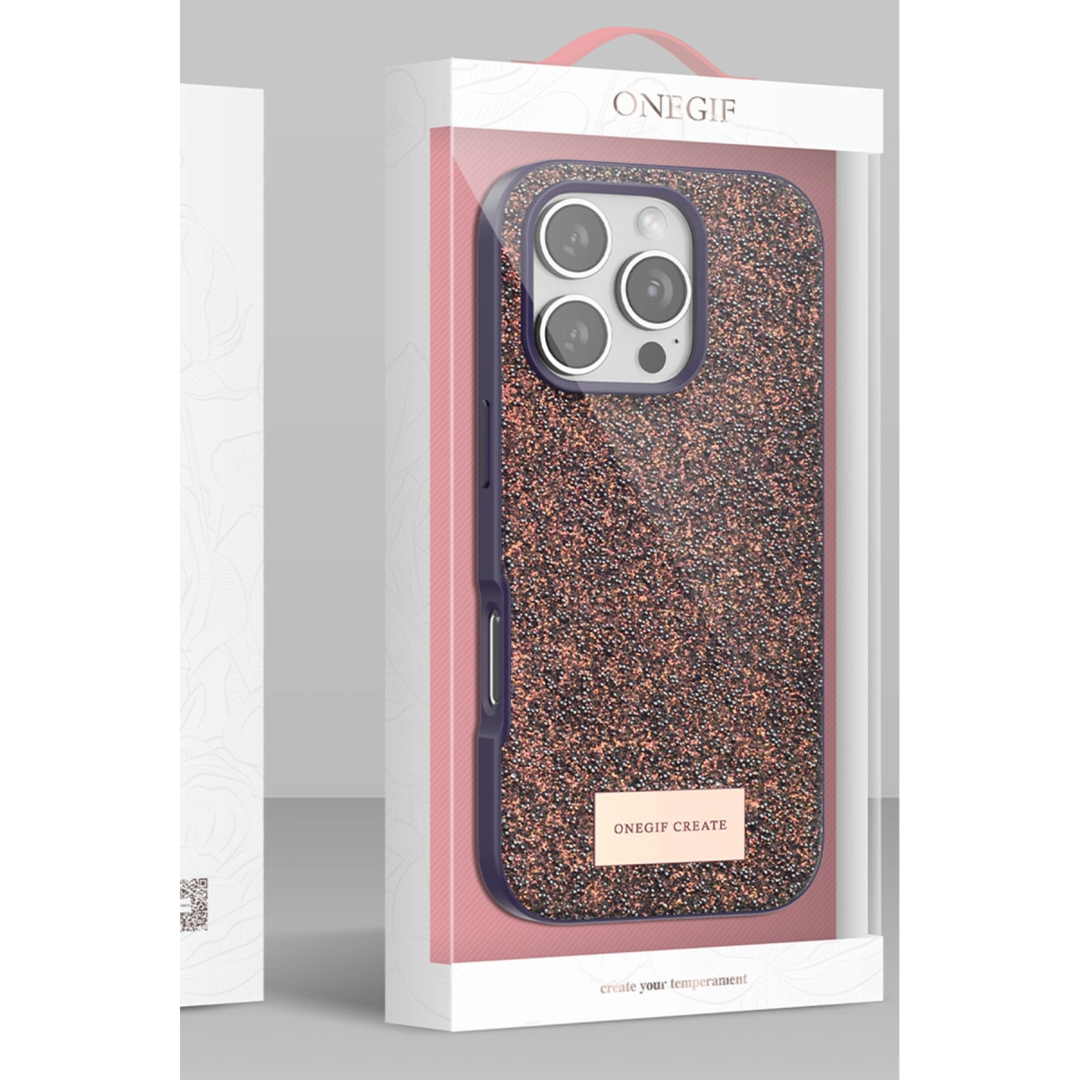 Onegif Apple İphone 16 Pro Bright Simli Kapak - Gold