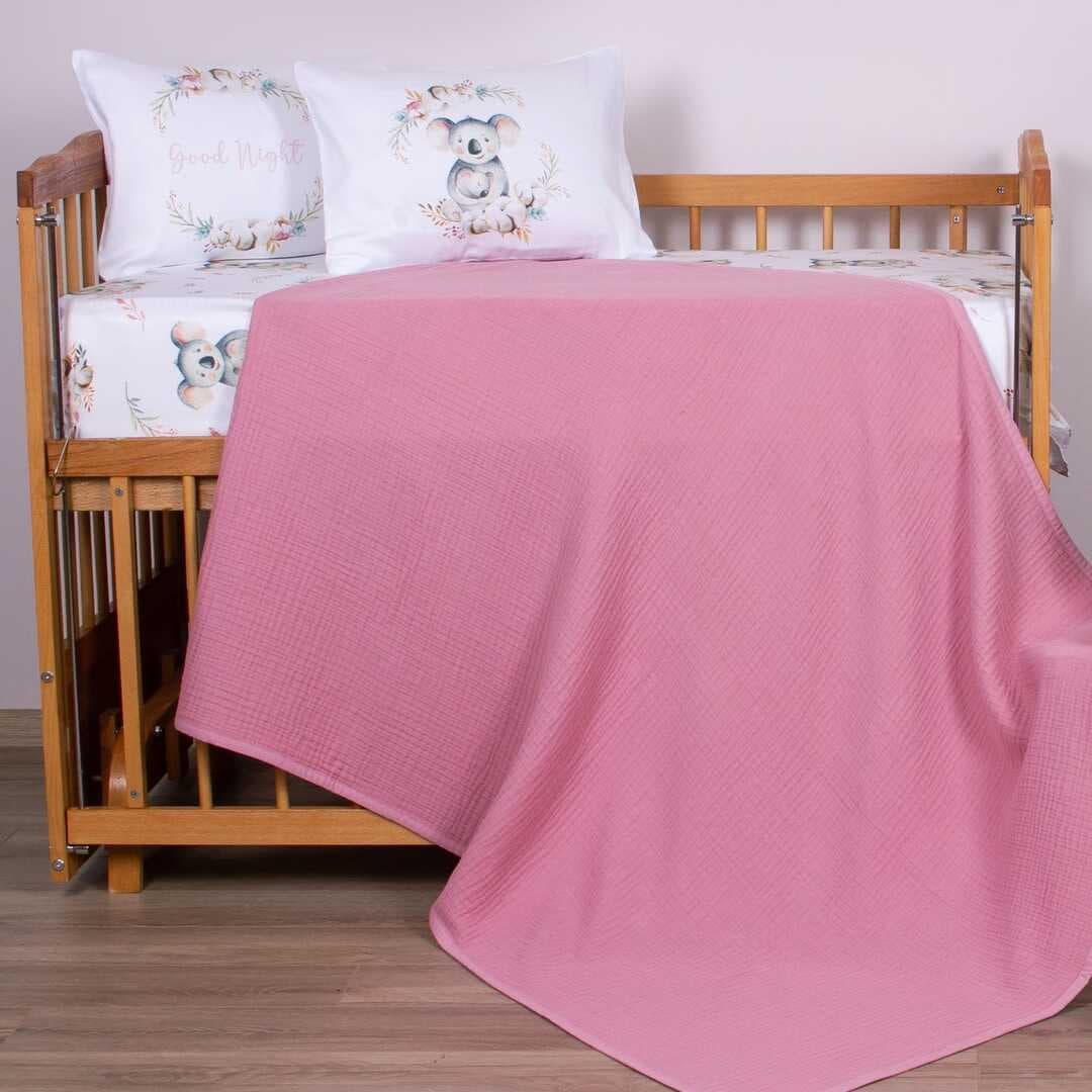 ARBABABY ORGANİK BASKILI %100 PAMUK MÜSLİN PİKELİ VE BEBEK NEVRESİMİ TAKIMI - KOALA VE ÇİÇEK TEMALI