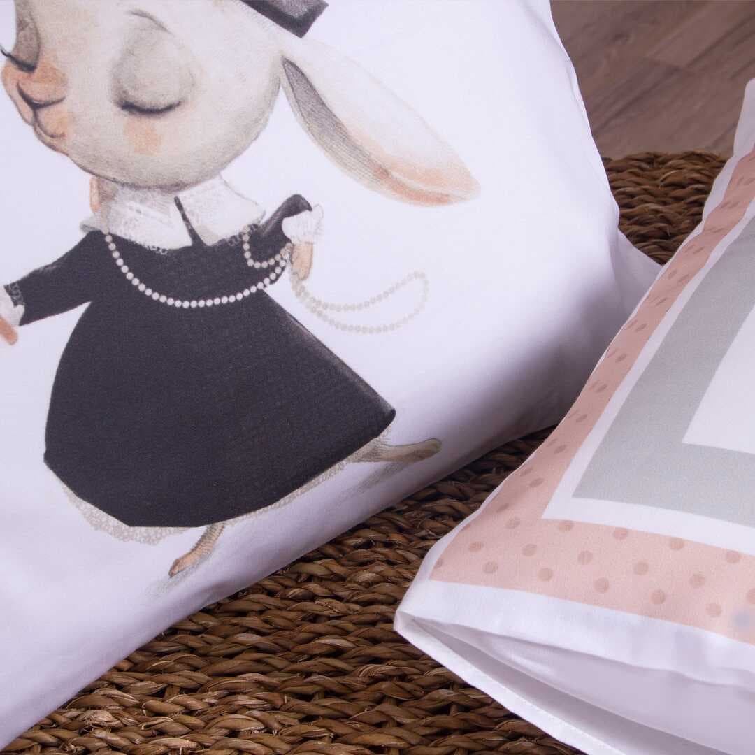 ARBABABY ORGANİK BASKILI %100 PAMUK BEBEK NEVRESİM TAKIMI - PEMBE TAVŞAN TEMALI