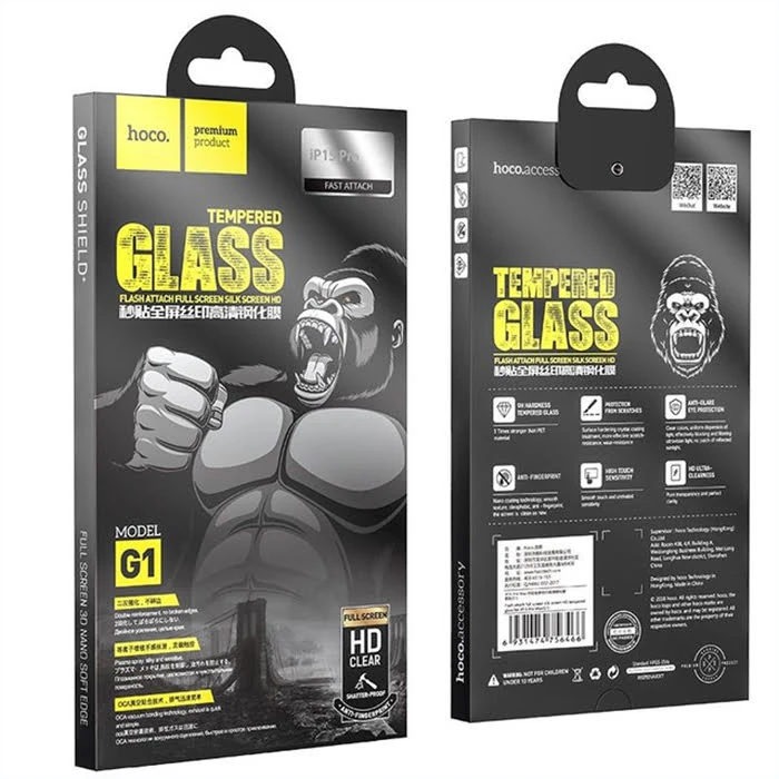 HOCO iPhone 15 Pro Full Screen HD Tempered Kırılmaz Cam Ekran Koruyucu-(5775)