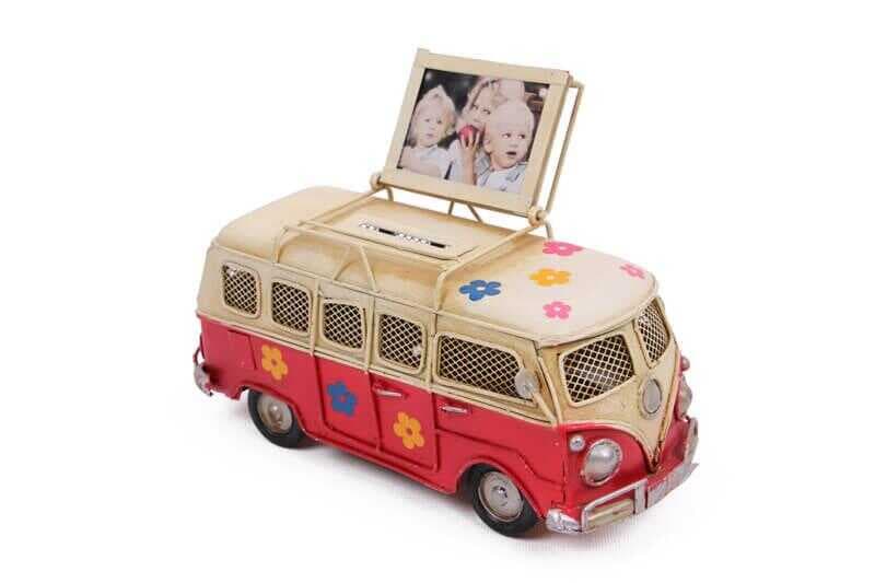 Dekoratif Metal Minibüs Çerçeveli ve Kumbaralı (477477)