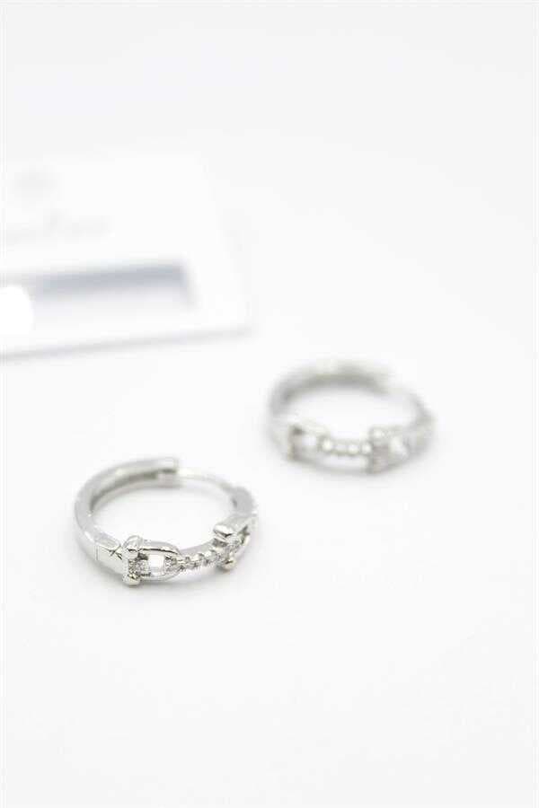 Taşlı Halka Küpe - Gümüş