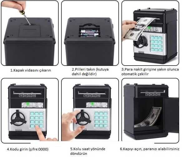 Elektronik Şifreli Kasa Otomatik Kağıt Para Alan ATM Kumbara