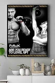 (16837) Level Up Vücut Geliştirme Body Buildig Fitess Kavas Tablo 30 x 40