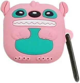 Microsonic Samsung Galaxy Buds 2 Pro için Kılıf Cartoon Figürlü Silikon Crtn-Fgr-Stch-Pmb [Buds 2 Pro ile Uyumlu Kılıf - Pembe - Mavi]