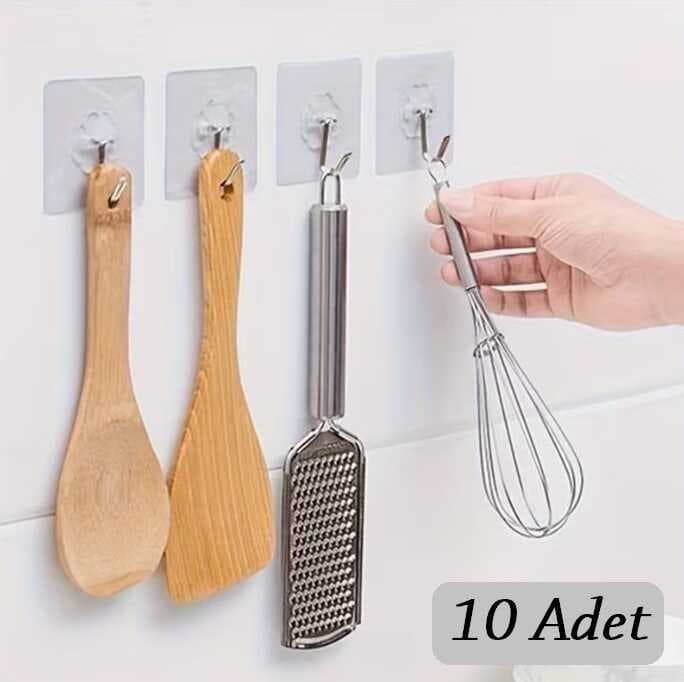 10 ADET Kendinden Yapışkanlı Şeffaf Askı (5430)