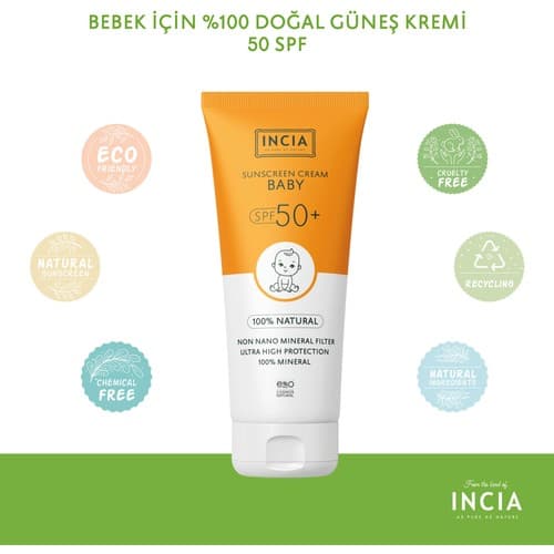 Incia Bebek Için Güneş Kremi Gkf 50+Güvenli Güneş Filtreleri 50ML