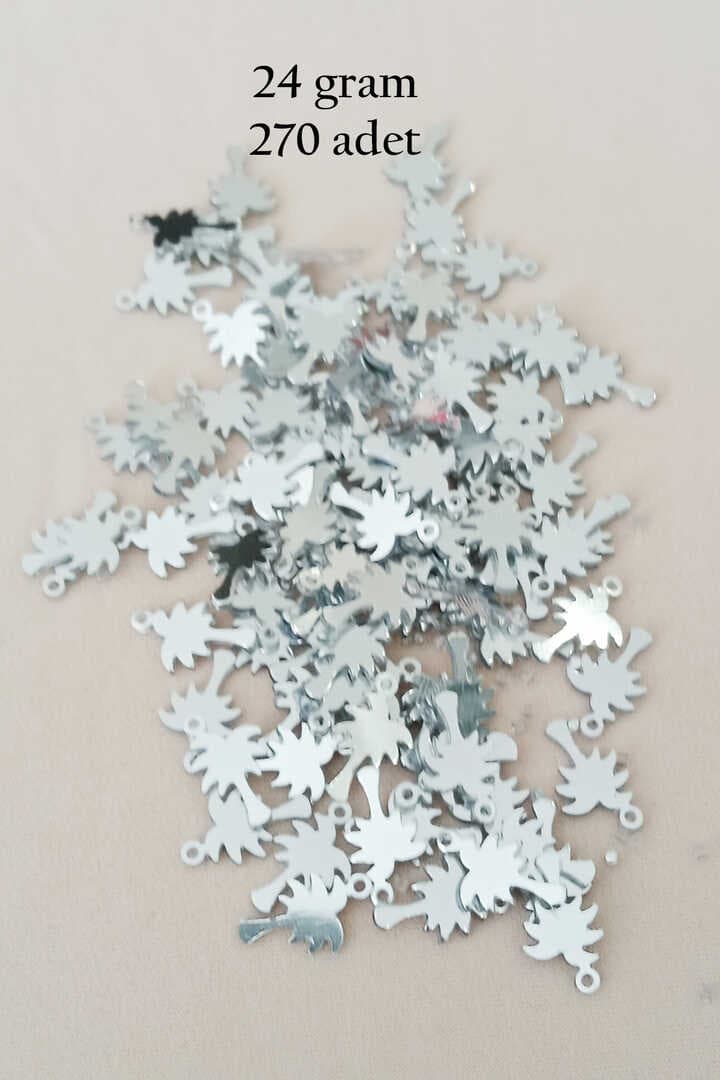 Oya Abiye Bileklik Kolye Pleksi Metalik Plastik Pul Gümüş Renk 24 gram 270 adet - BNC566