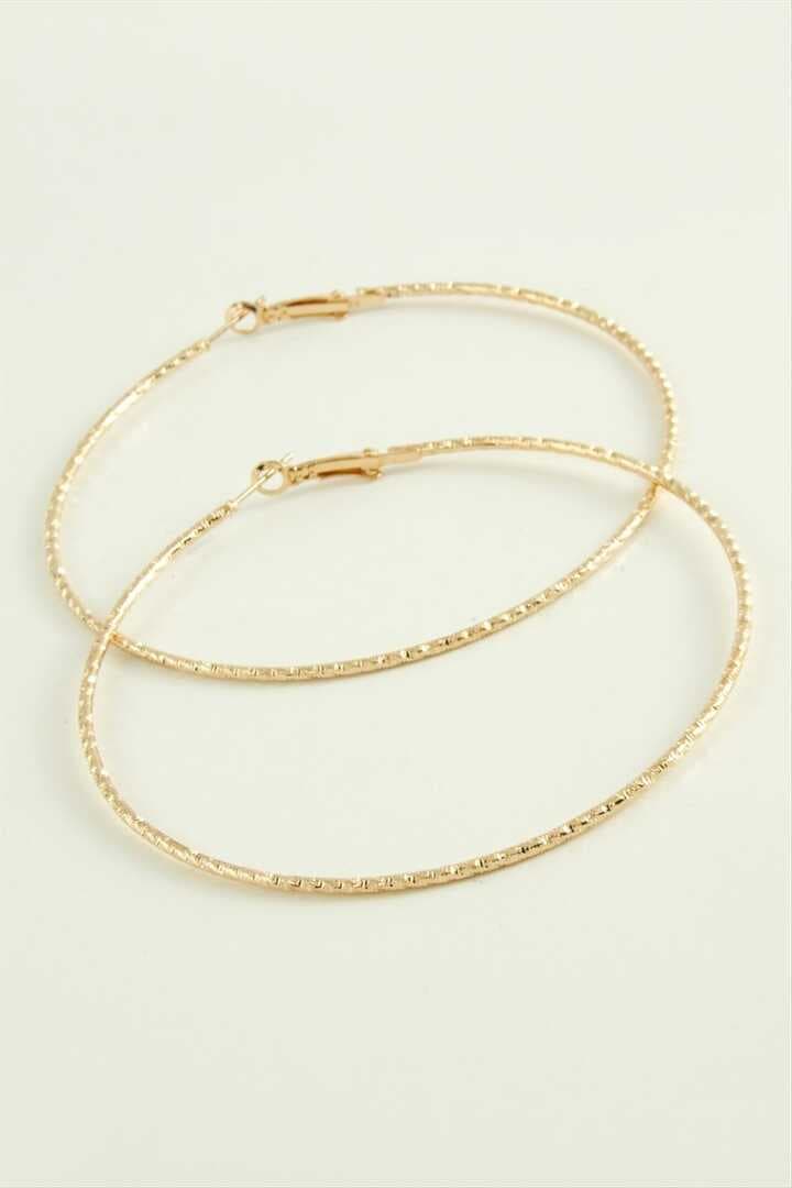 Zikzak Burgulu Metal Halka Küpe 8-9-10 cm