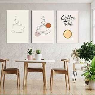 GAAGART 3'lü Kavas Mutfak Tablo Seti Çizgisel Coffee Time 50 x 70 gartM1745