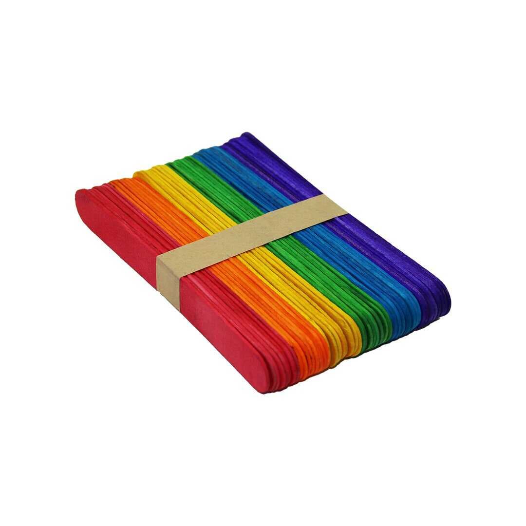 50 PCS   RENKLİ  AHŞAP ELİŞİ ÇUBUK (5430)