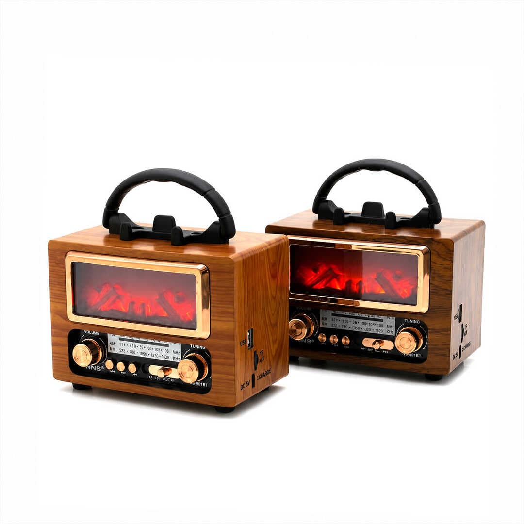 USB ŞARJLI - ŞÖMİNE İBRELİ FM RADYO RETRO MP3 USB - TF PLAYER SPEAKER NS-901BT (5430)