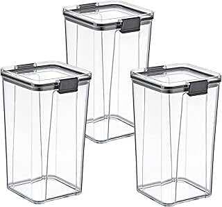 Decoox Akrilik Kilitli Kare Saklama Kabı 1300ml 3 Adet, 1300ml 3'lü Kilitli Saklama Kabı (3 ADET 1300ML)