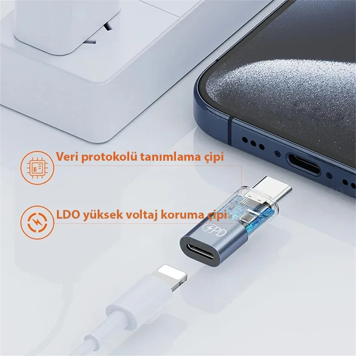 ALLY Lightning to Type-C Dönüştürücü Hızlı çevirici Şarj Adaptörü-(5775)