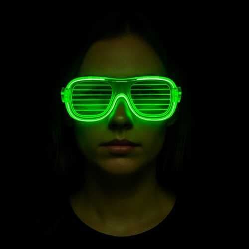 Yeşil LED Işıklı Parti Gözlüğü – Neon Glow Şerit Gözlük 3 Modlu