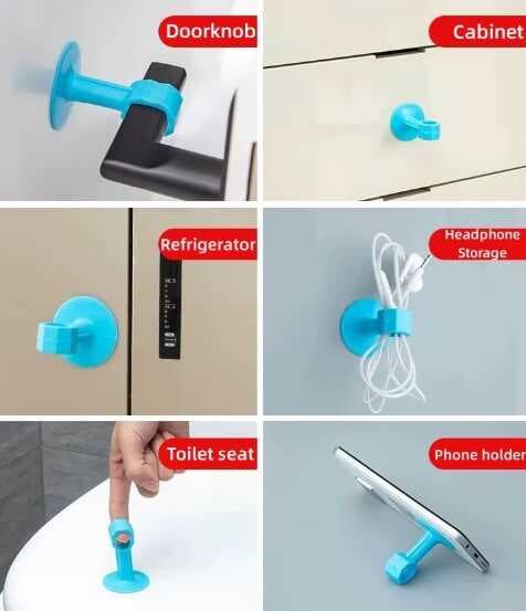 Nessiworld CM-072 Vantuzlu Geçmeli Kapı Kolu Stoper 4lü Set Beyaz