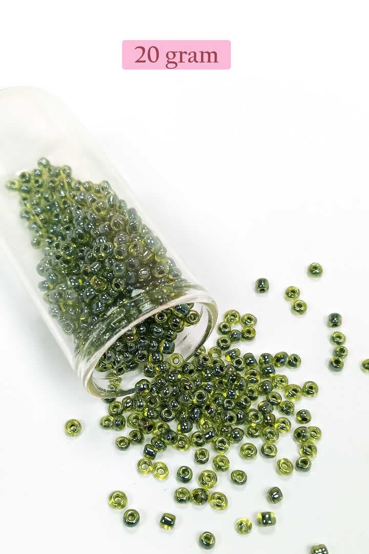 Dökme Cam Kum Boncuk (8/0) 3 mm - 20 Gram - Şeffaf Alacalı Yeşil - BNC171