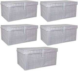 Mayaglory 5 Adet - Kapaklı Çok Amaçlı Çamaşır-Saklama-Düzenleme Vb Hurç, Kutu 60x40x30 - Mega Kutu - Gri