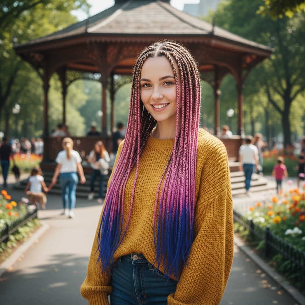 Afrika Örgüsü Ve Rasta İçin Sentetik Ombreli Saç / Platin / Lila / Mavi