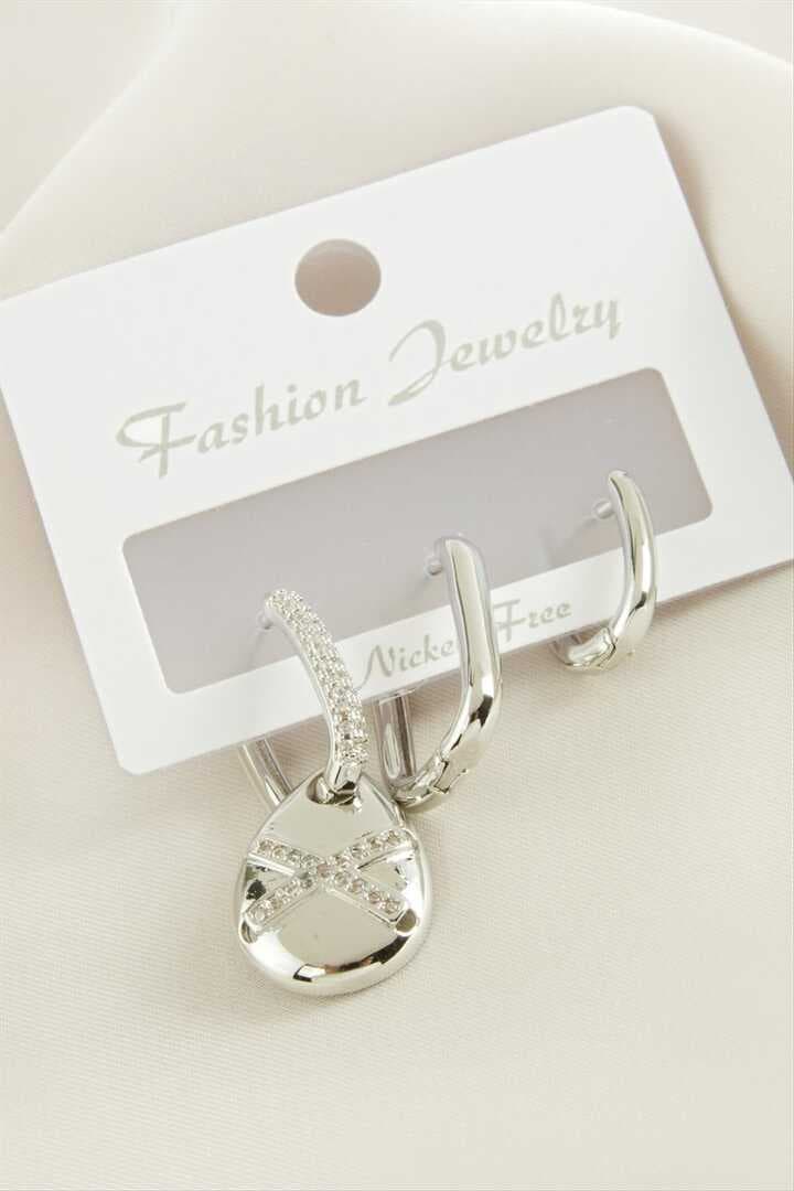 3 Adet Damla Zirkon Taşlı Küpe