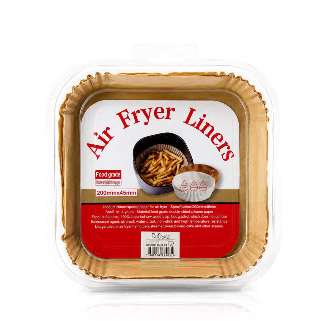 50PCS KARE TABAN: 20CM - KENAR: 4.5CM AİR FRYER PİŞİRME KALIP KAĞIT (5430)