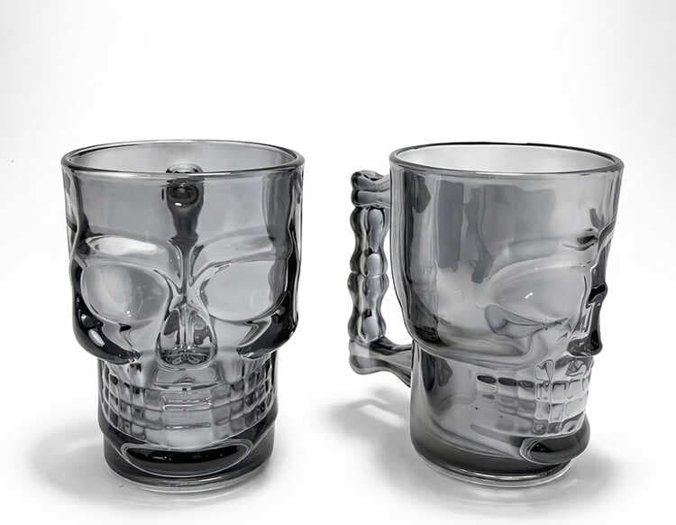 2'li Siyah Cam Kurukafa Kupa Bardak Seti