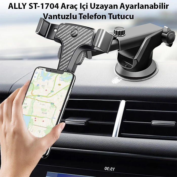 ALLY ST-1704 Araç Içi Uzayan Ayarlanabilir Vantuzlu Telefon Tutucu-(5775)