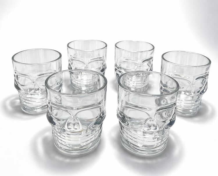 6'lı Kurukafa Şeffaf Cam Shot Bardağı Seti 6x5 cm