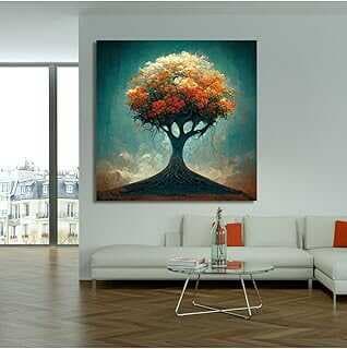 GAAGART Tekli Kare Kavas Tablo Turucu Yapraklı Hayat Ağacı 50 x 50 gartM8120