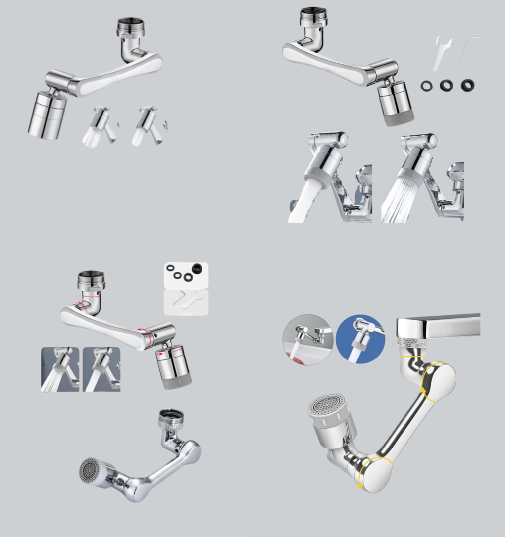 Esnek 1080° Musluk Başlığı 3 Eklemli Hareketli Su Modlu Lavabo Aparatı (477477)