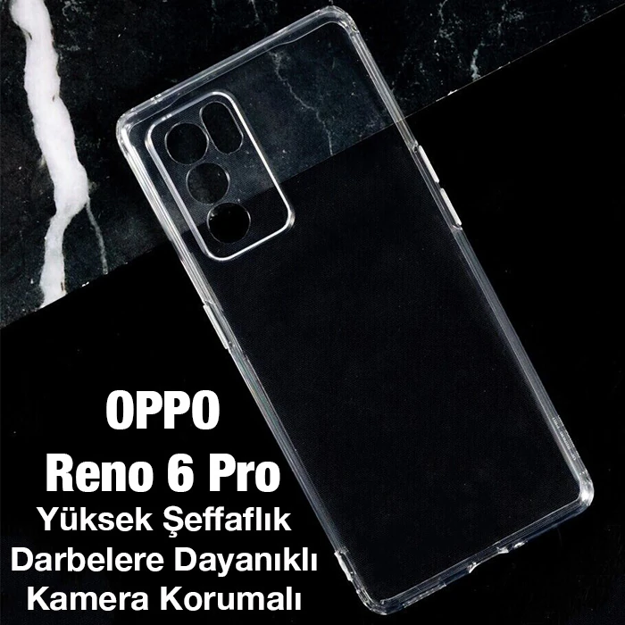 OPPO Reno 6 Pro Kılıf Kamera Korumalı Ultra İnce Şeffaf Silikon Kılıf-(5775)