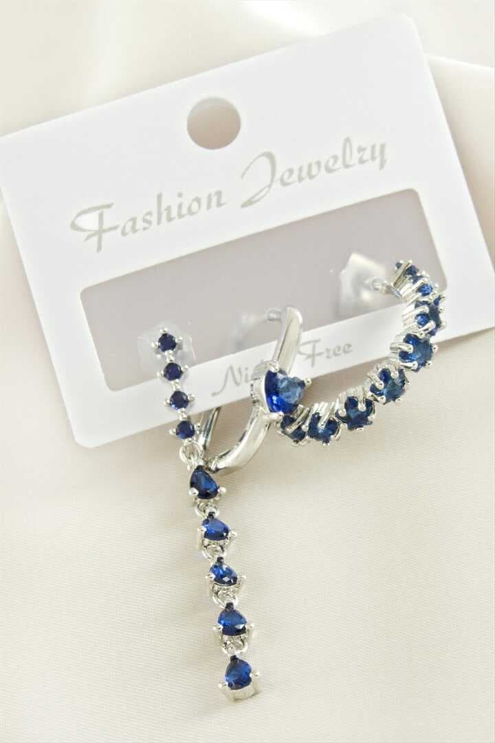 3 Adet Kalp Zirkon Taşlı Küpe