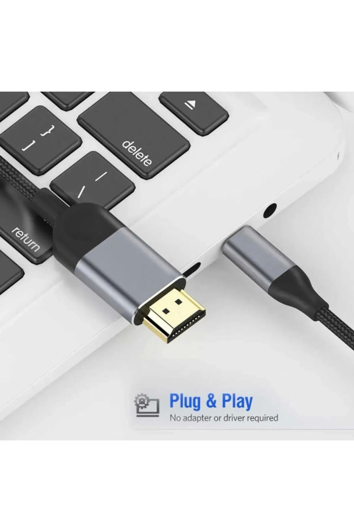 3 Metre 8 Gbps Hız 4k/30 Hz Type C To Hdmı Çevirici Dönüştürücü Tv Telefon Pc Hasır Bağlantı Kablosu