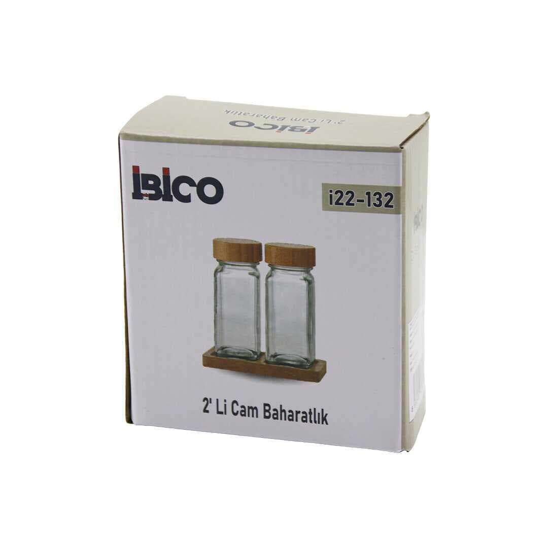 2PCS BAMBU KAPAKLI CAM TUZLUK - BİBERLİK - BAHARATLIK 120ML (5430)