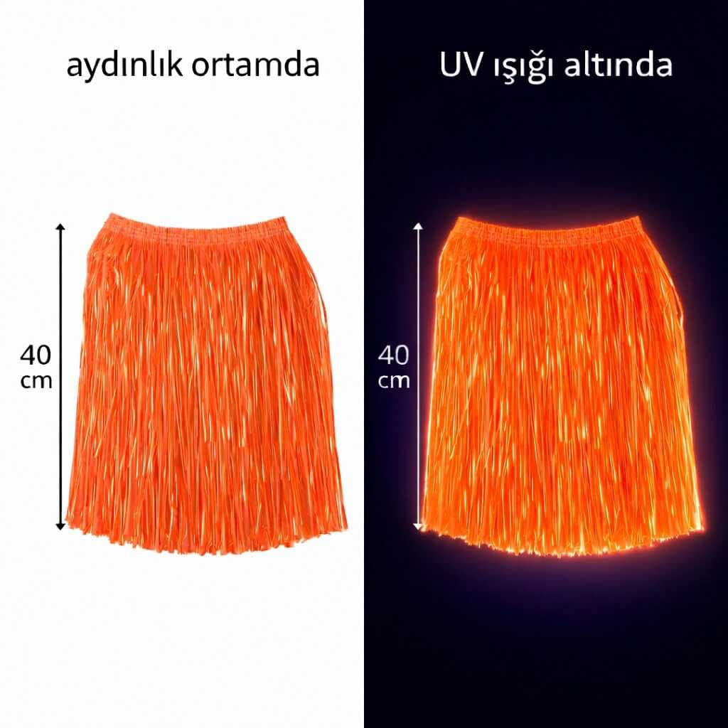 Neon Turuncu Hawaii Parti Eteği 40 cm (5430)