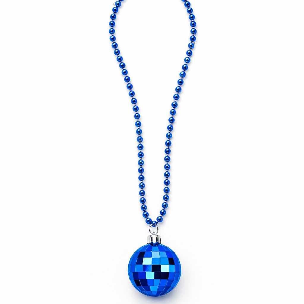 Retro Disko Topu Şekilli 80&amp;#39;ler 90&amp;#39;lar Mavi Renk Plastik Kolye