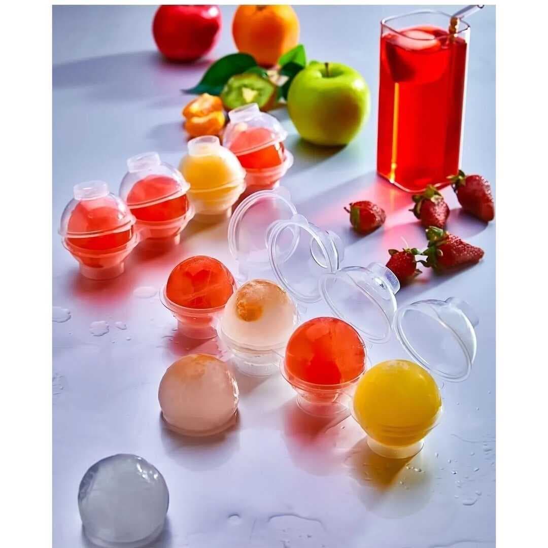 Üstten Doldurmalı Yatay 4 Bölmeli  Küre Buz Topu Kalıbı -  Yuvarlak Buz Topu Yapma Aparatı (477477)