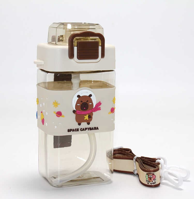 Kapibara Desenli Pipetli Çocuk Matarası