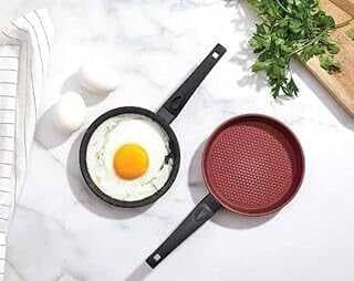 Decoox Yamaz Yapışmaz Grait Kaplama Döküm Yuvarlak Mii Tava, Yuvarlak Yumurta ve Sos Tavası, Mii Yer Kaplamaya Grait Kaplama Döküm Sos ve Yumurta Tavası (14cm)