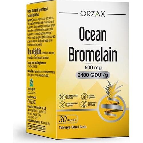Orzax Ocean Bromelain 30 Kapsül