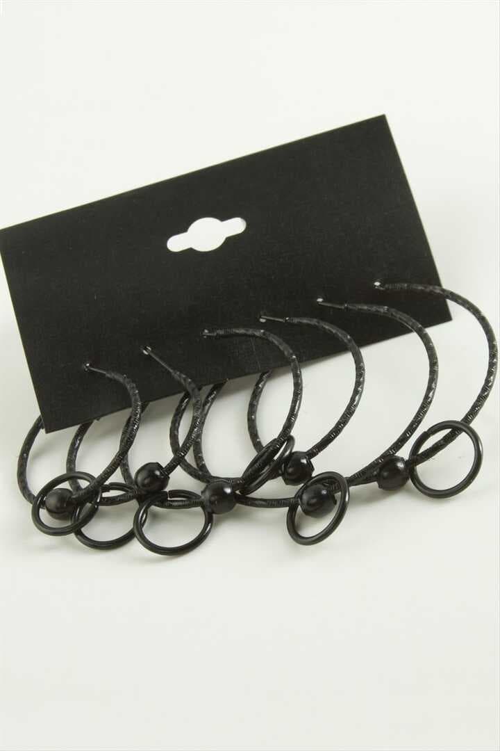 Noktalı İç İçe Metal Halka Küpe 6 Adet