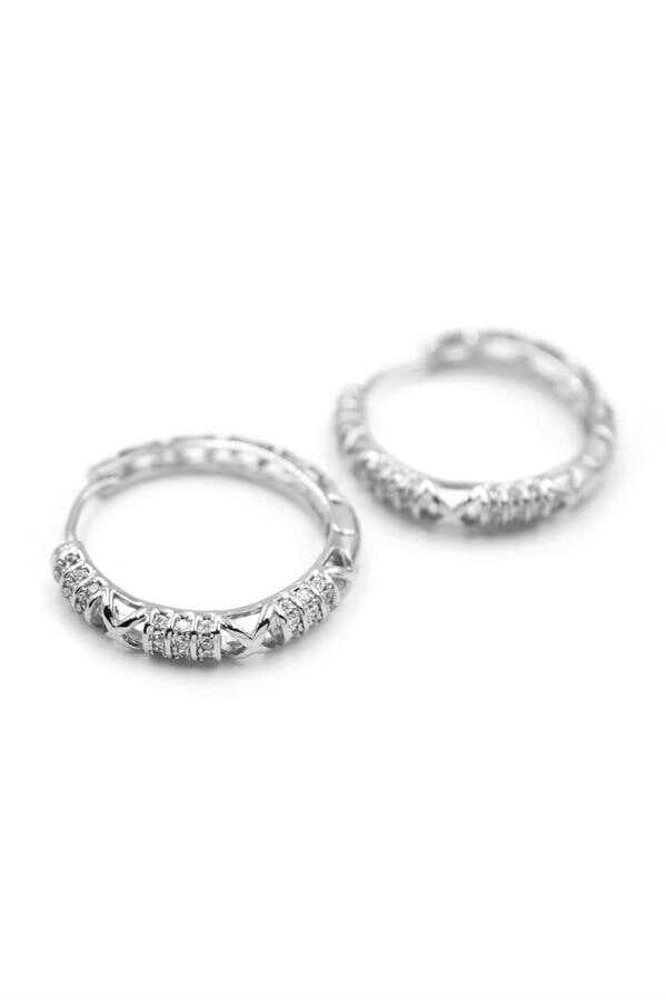 Taşlı Halka Küpe - Gümüş