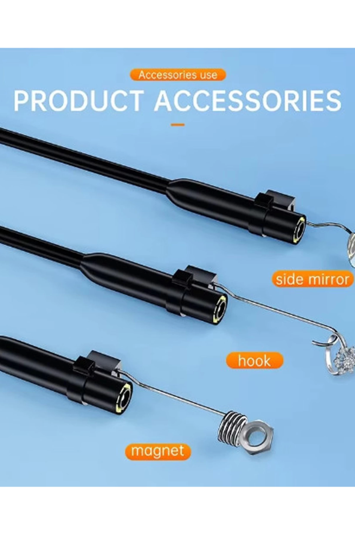 5 Metre Endoskop Yılan Video Kamera Ios Ve Android Uyumlu Led’li 8 Mm Sert Kablo 2mp